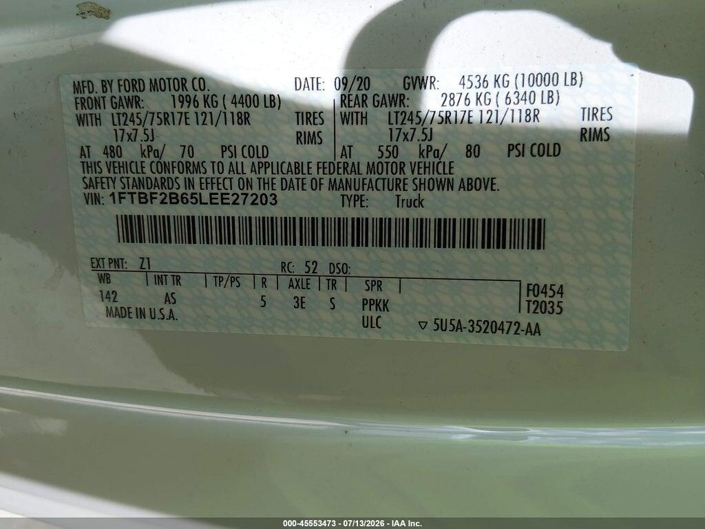 1FTBF2B65LEE27203 2020 FORD F-250 photo no. 9