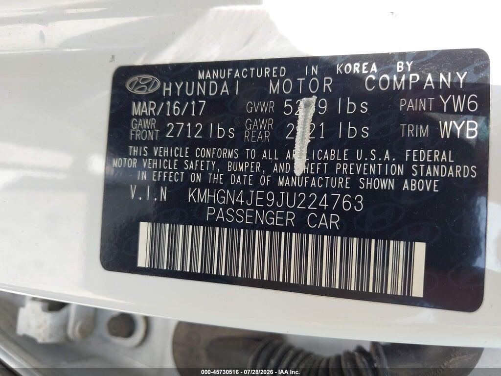 KMHGN4JE9JU224763 2018 GENESIS G80 photo no. 9