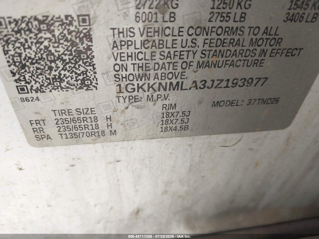 1GKKNMLA3JZ193977 2018 GMC ACADIA photo no. 9