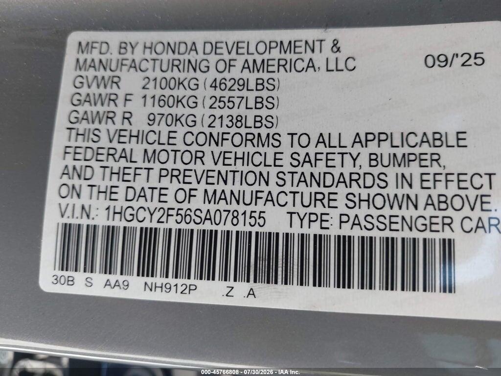1HGCY2F56SA078155 2025 HONDA ACCORD HYBRID photo no. 9