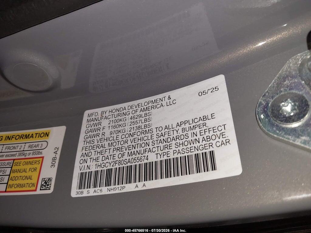 1HGCY2F80SA055674 2025 HONDA ACCORD HYBRID photo no. 9