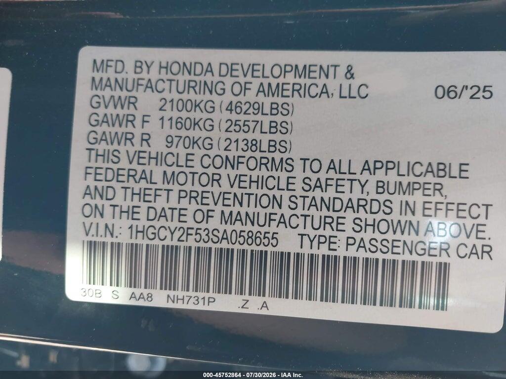1HGCY2F53SA058655 2025 HONDA ACCORD HYBRID photo no. 9