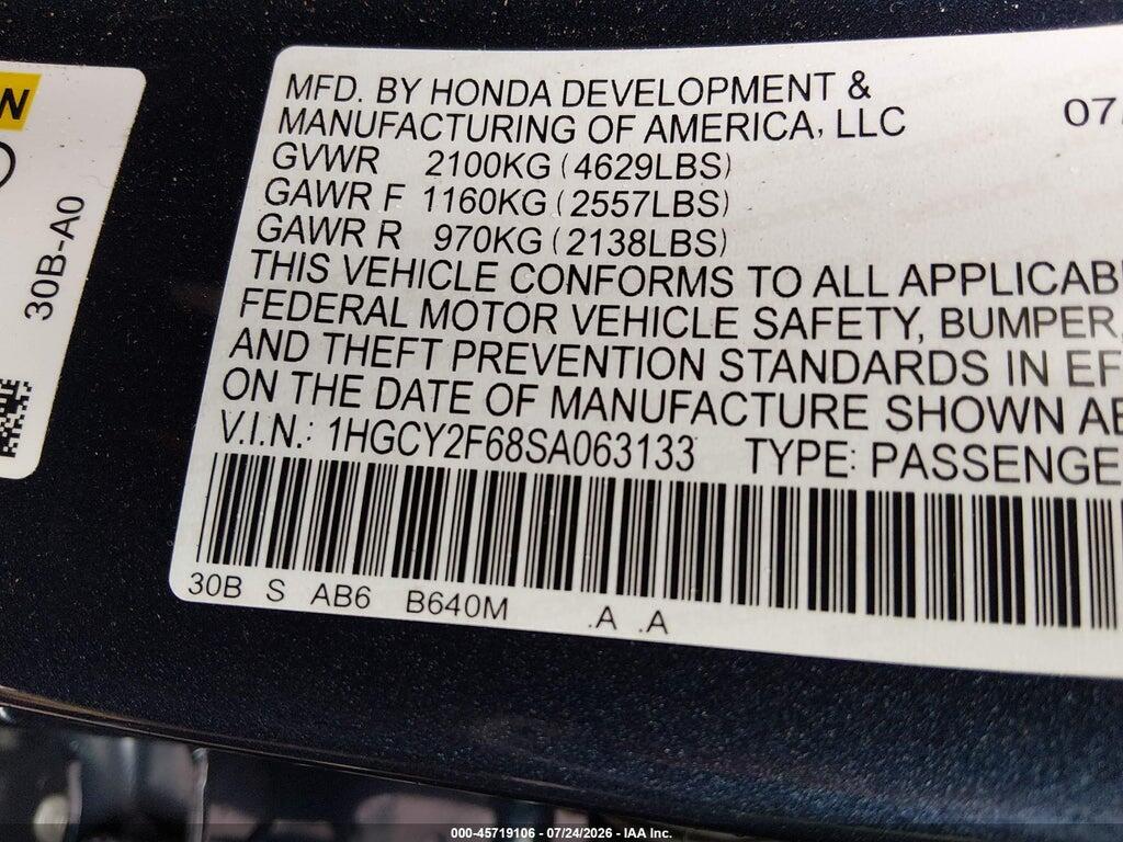 1HGCY2F68SA063133 2025 HONDA ACCORD HYBRID photo no. 9