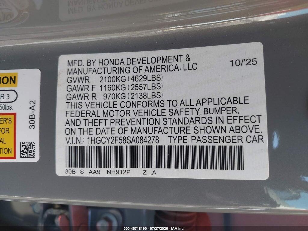 1HGCY2F58SA084278 2025 HONDA ACCORD HYBRID photo no. 9