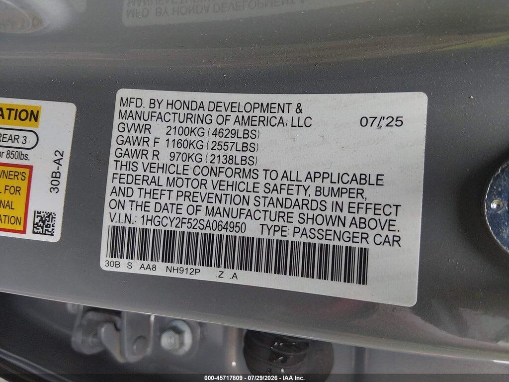 1HGCY2F52SA064950 2025 HONDA ACCORD HYBRID photo no. 9