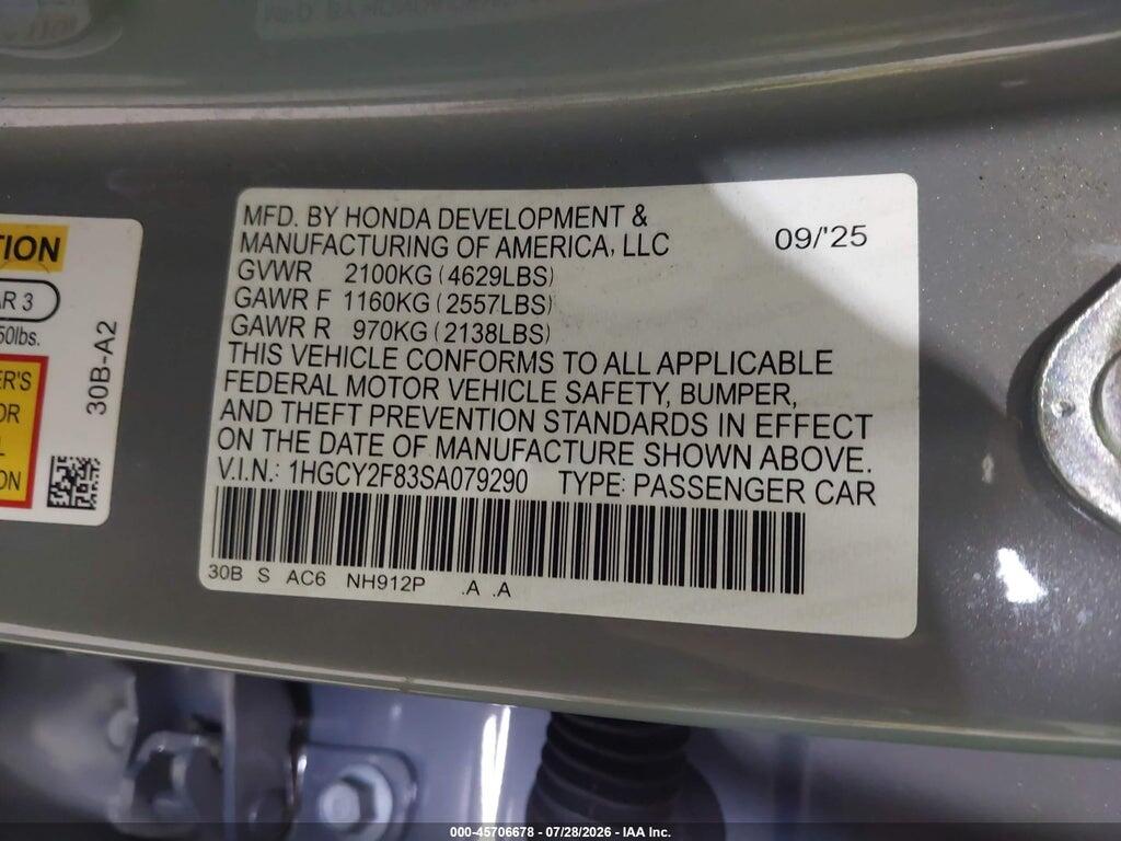 1HGCY2F83SA079290 2025 HONDA ACCORD HYBRID photo no. 9