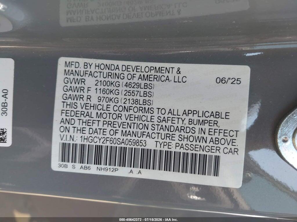 1HGCY2F60SA059853 2025 HONDA ACCORD HYBRID photo no. 9