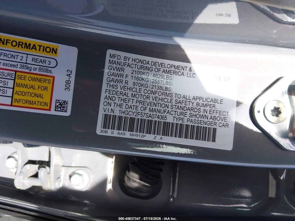 1HGCY2F57SA074065 2025 HONDA ACCORD HYBRID photo no. 9