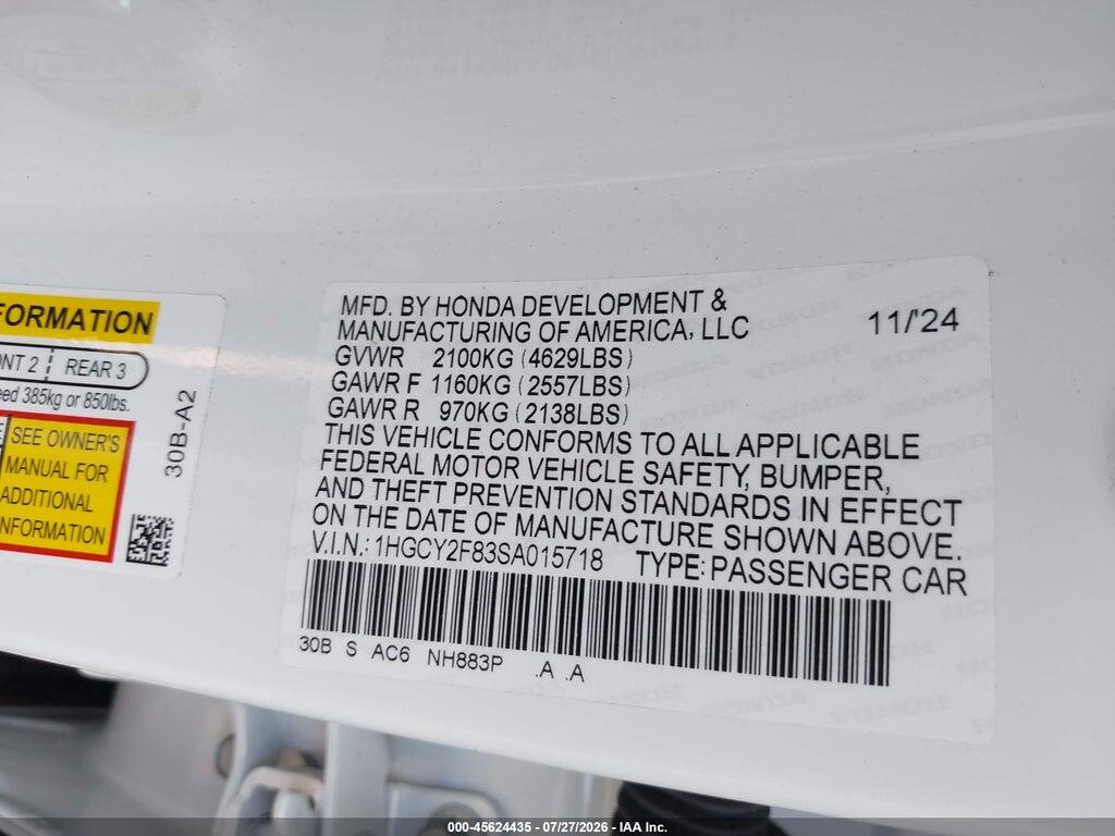 1HGCY2F83SA015718 2025 HONDA ACCORD HYBRID photo no. 9