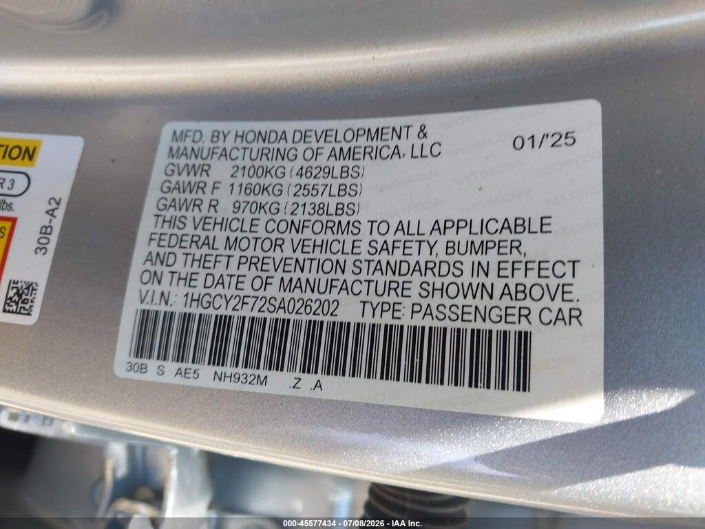 1HGCY2F72SA026202 2025 HONDA ACCORD HYBRID photo no. 9