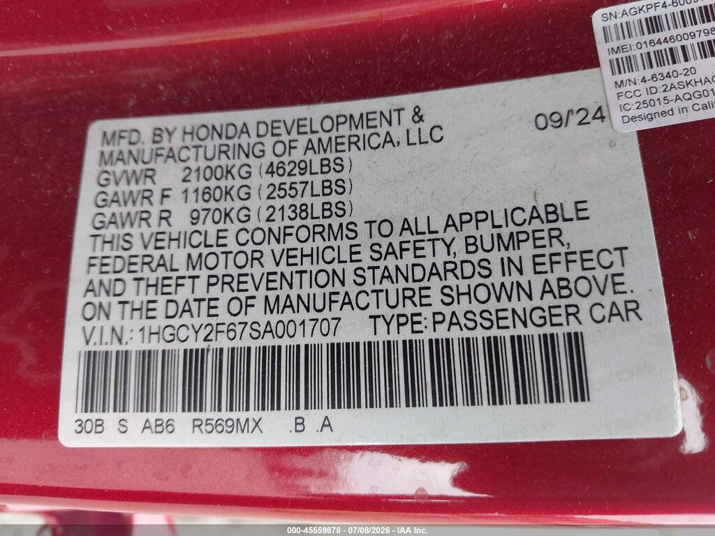 1HGCY2F67SA001707 2025 HONDA ACCORD HYBRID photo no. 9