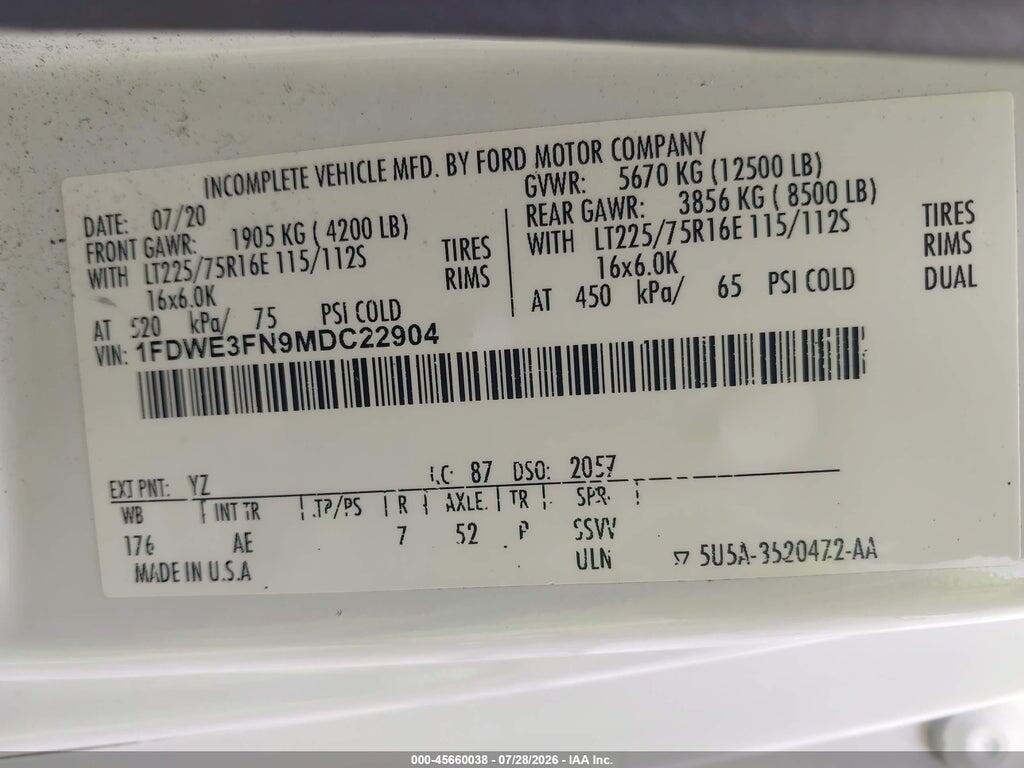 1FDWE3FN9MDC22904 2021 FORD E-350 CUTAWAY photo no. 8