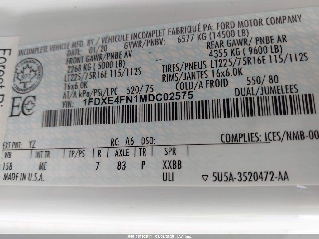 1FDXE4FN1MDC02575 2021 FORD E-450 CUTAWAY photo no. 9