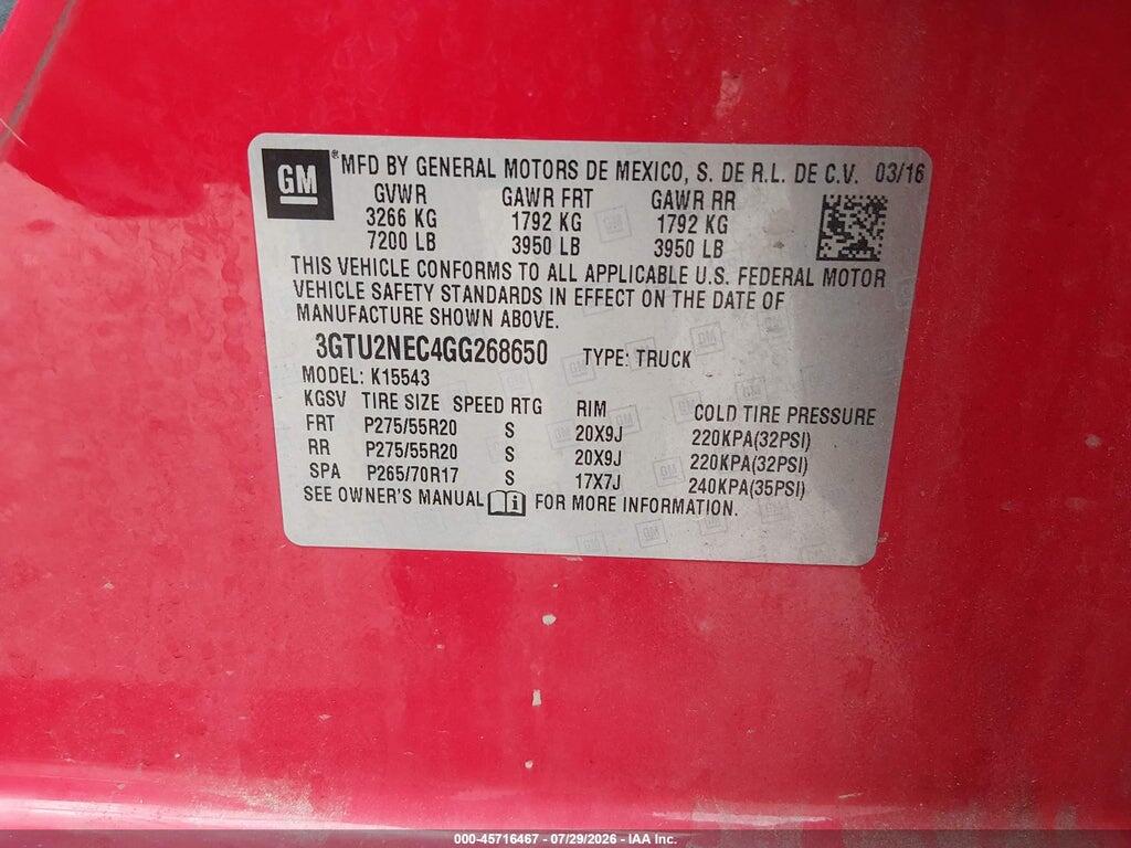 3GTU2NEC4GG268650 2016 GMC SIERRA 1500 photo no. 9