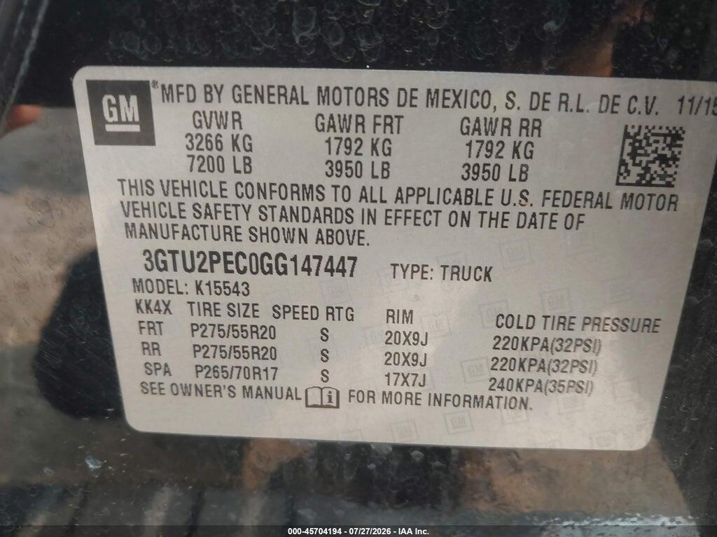 3GTU2PEC0GG147447 2016 GMC SIERRA 1500 photo no. 9
