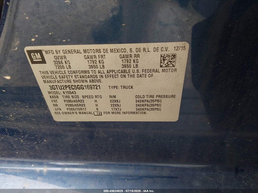 3GTU2PEC5GG169721 2016 GMC SIERRA 1500 photo no. 9