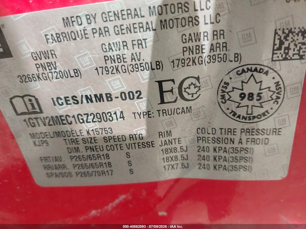 1GTV2MEC1GZ290314 2016 GMC SIERRA 1500 photo no. 9