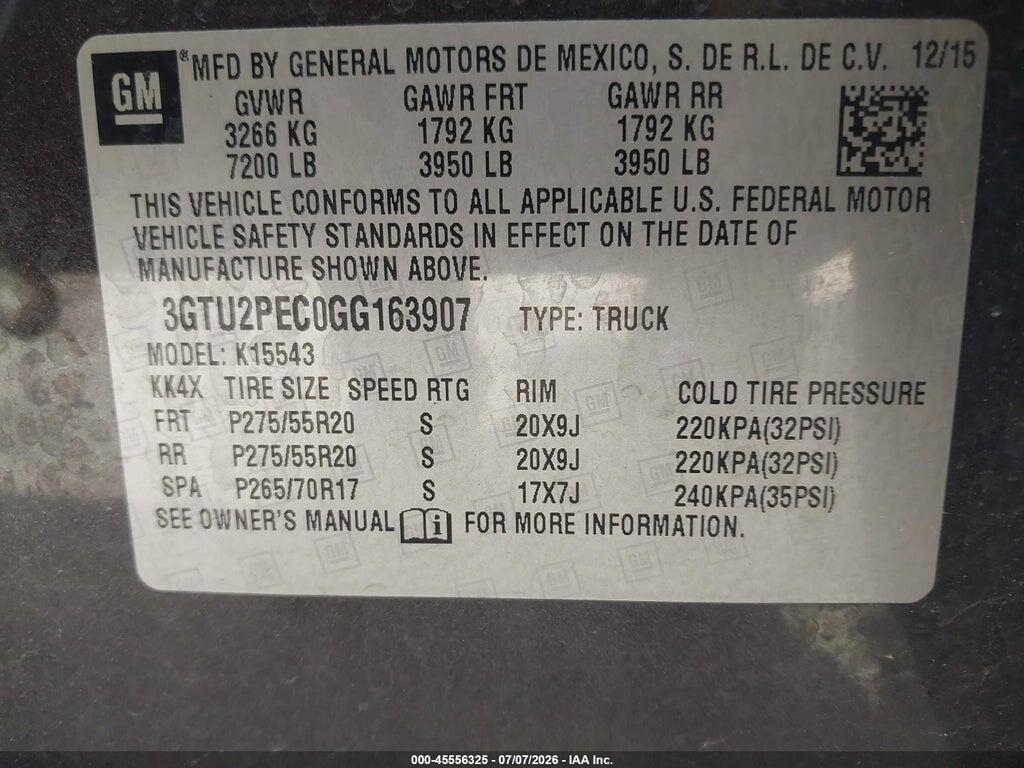 3GTU2PEC0GG163907 2016 GMC SIERRA 1500 photo no. 9