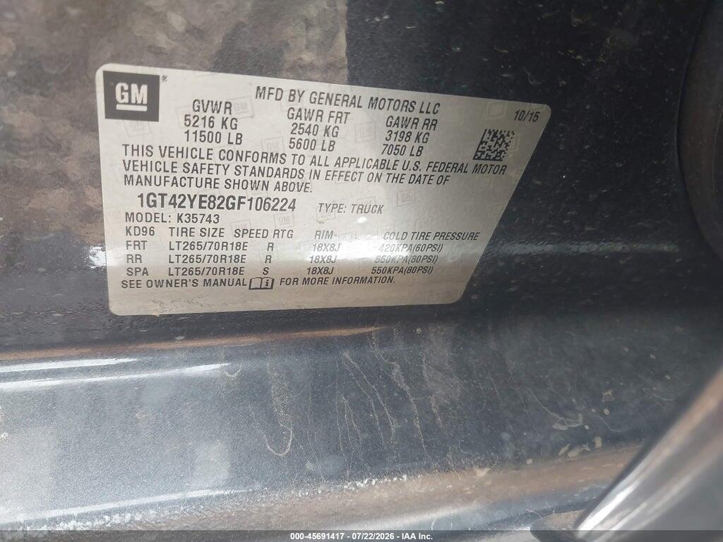 1GT42YE82GF106224 2016 GMC SIERRA 3500HD photo no. 8