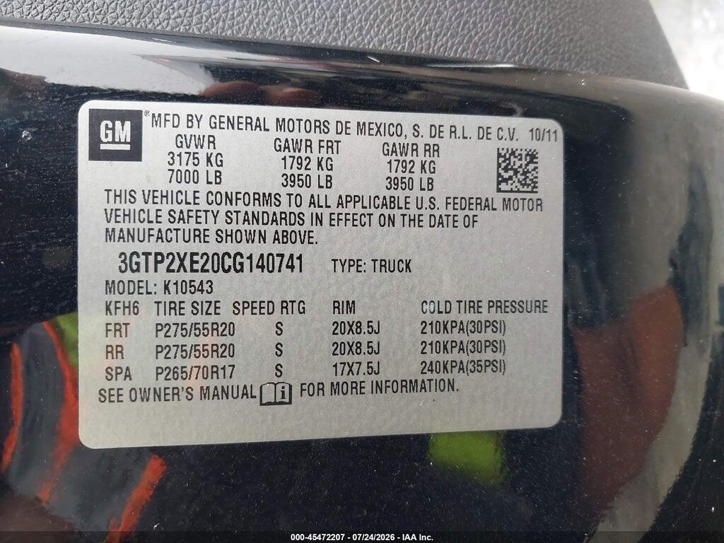 3GTP2XE20CG140741 2012 GMC SIERRA 1500 photo no. 9
