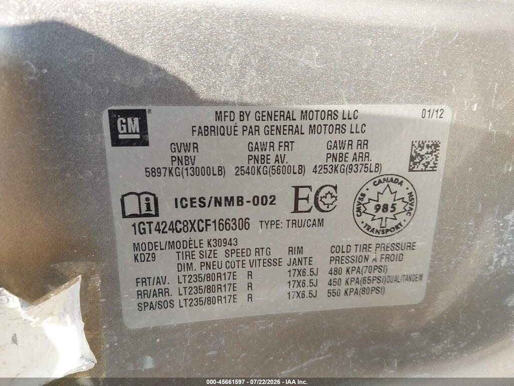 1GT424C8XCF166306 2012 GMC SIERRA 3500HD photo no. 9