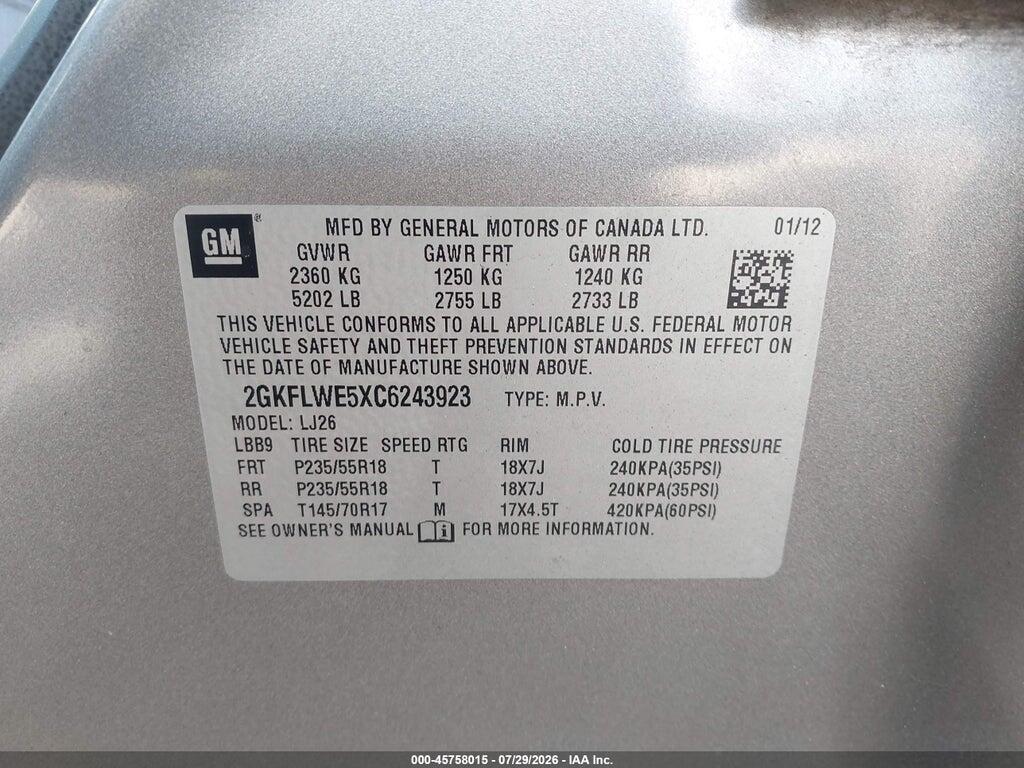 2GKFLWE5XC6243923 2012 GMC TERRAIN photo no. 9