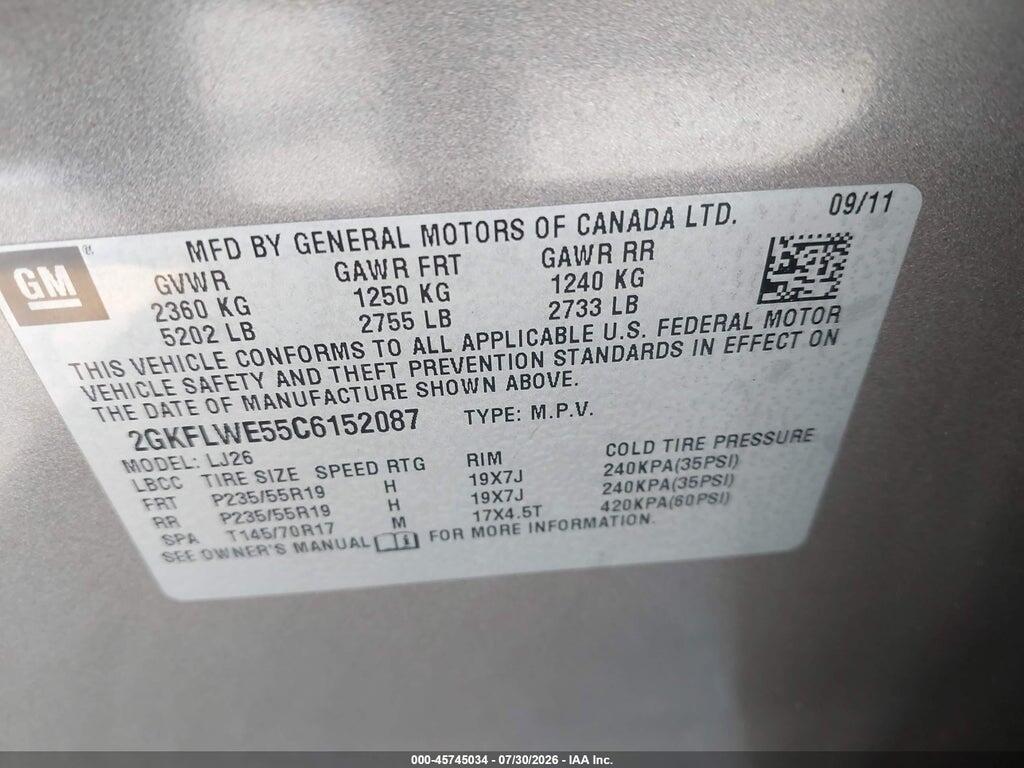 2GKFLWE55C6152087 2012 GMC TERRAIN photo no. 9