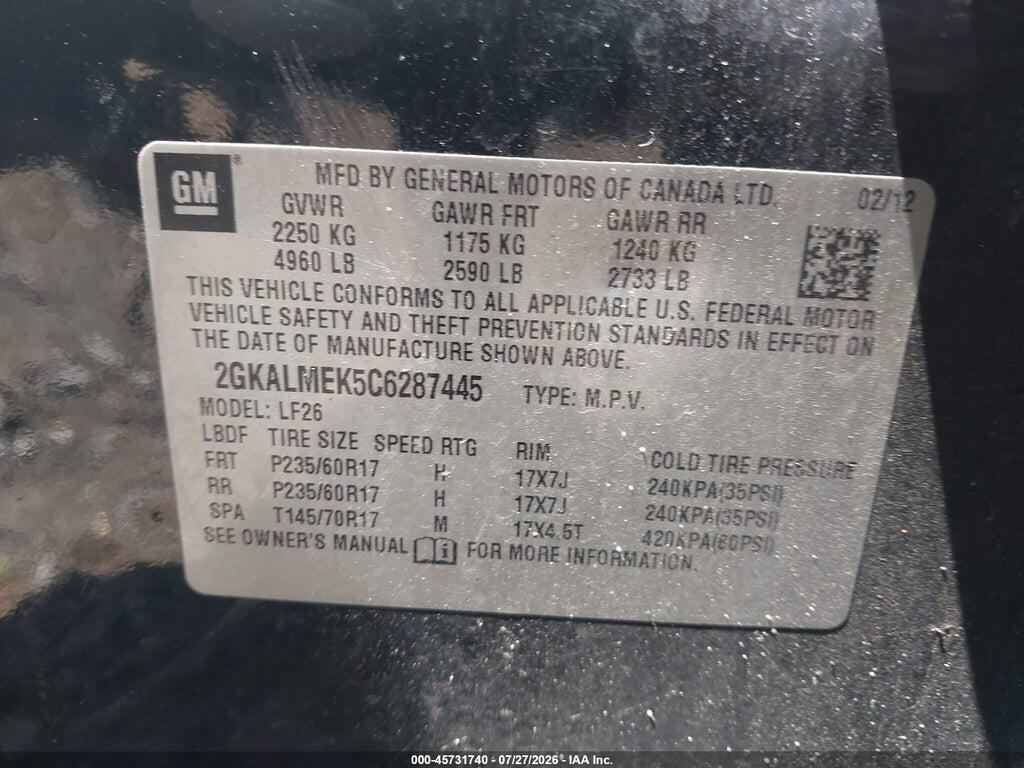 2GKALMEK5C6287445 2012 GMC TERRAIN photo no. 9