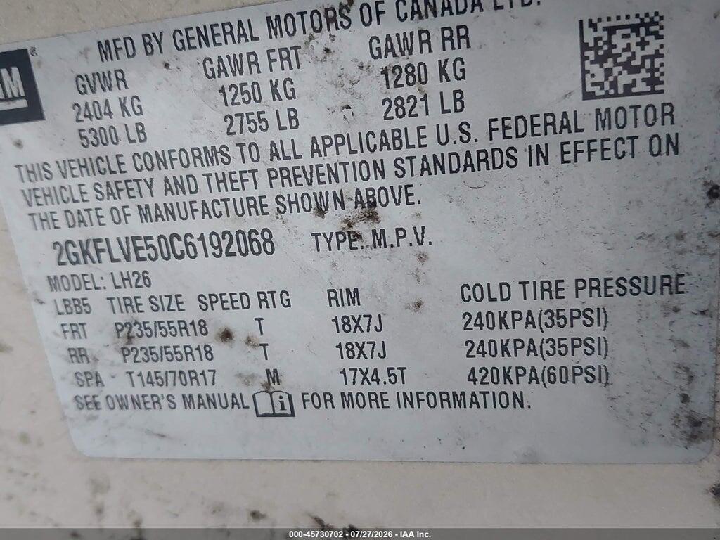 2GKFLVE50C6192068 2012 GMC TERRAIN photo no. 9