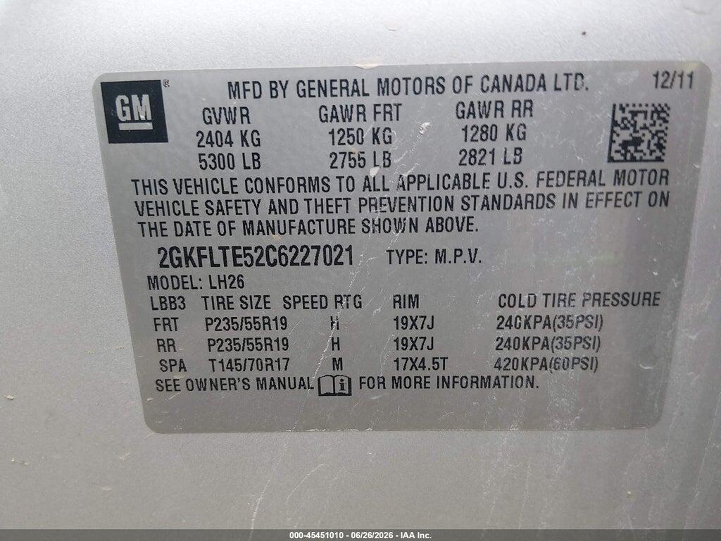 2GKFLTE52C6227021 2012 GMC TERRAIN photo no. 9