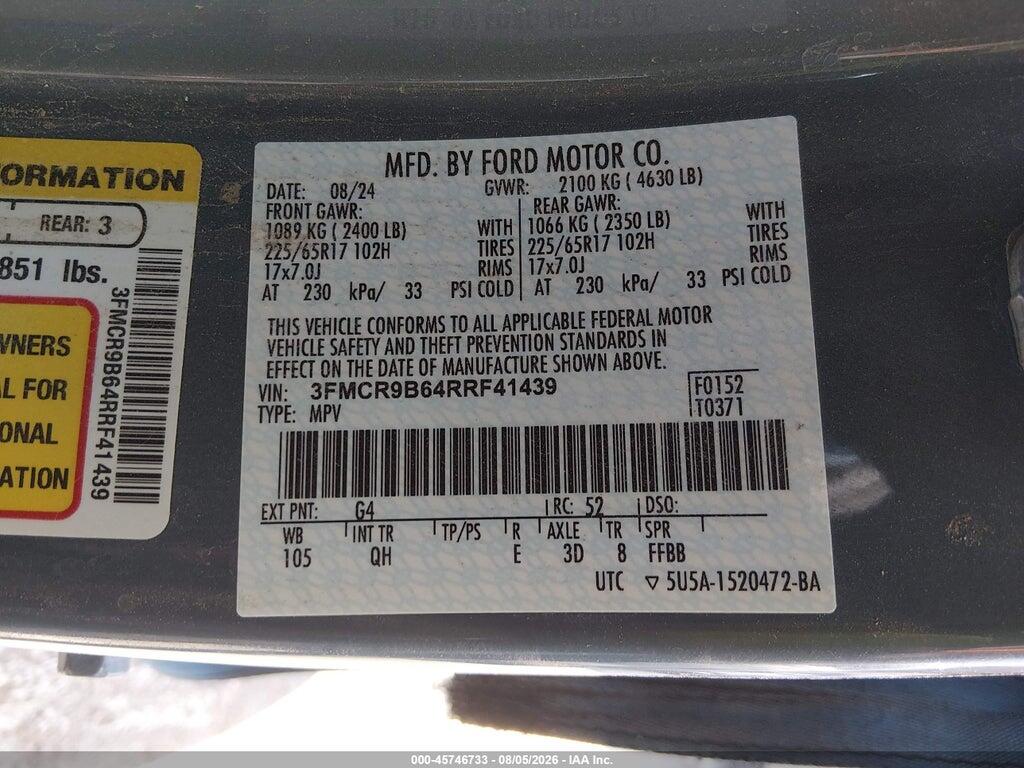3FMCR9B64RRF41439 2024 FORD BRONCO SPORT photo no. 9