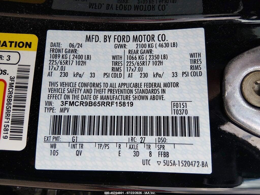 3FMCR9B65RRF15819 2024 FORD BRONCO SPORT photo no. 9