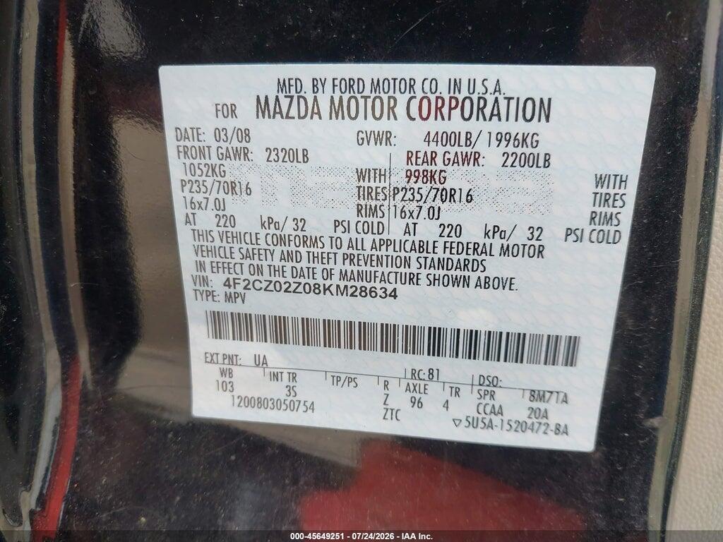 4F2CZ02Z08KM28634 2008 MAZDA TRIBUTE photo no. 8
