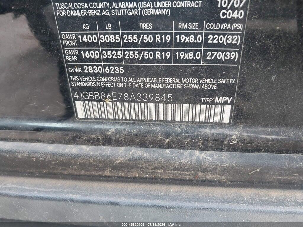 4JGBB86E78A339845 2008 MERCEDES-BENZ M-CLASS photo no. 9