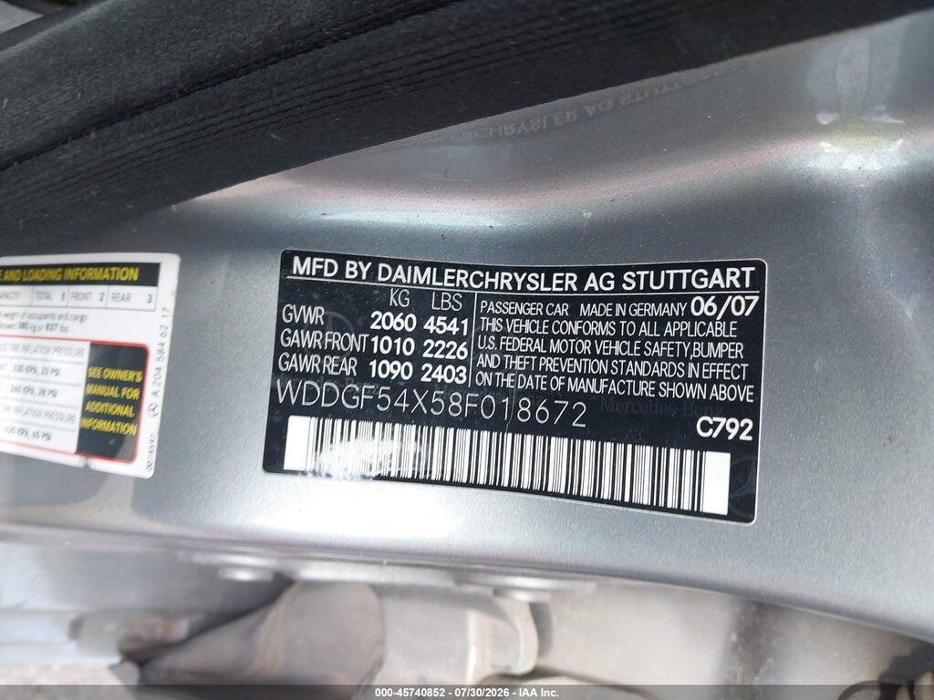 WDDGF54X58F018672 2008 MERCEDES-BENZ C 300 photo no. 9