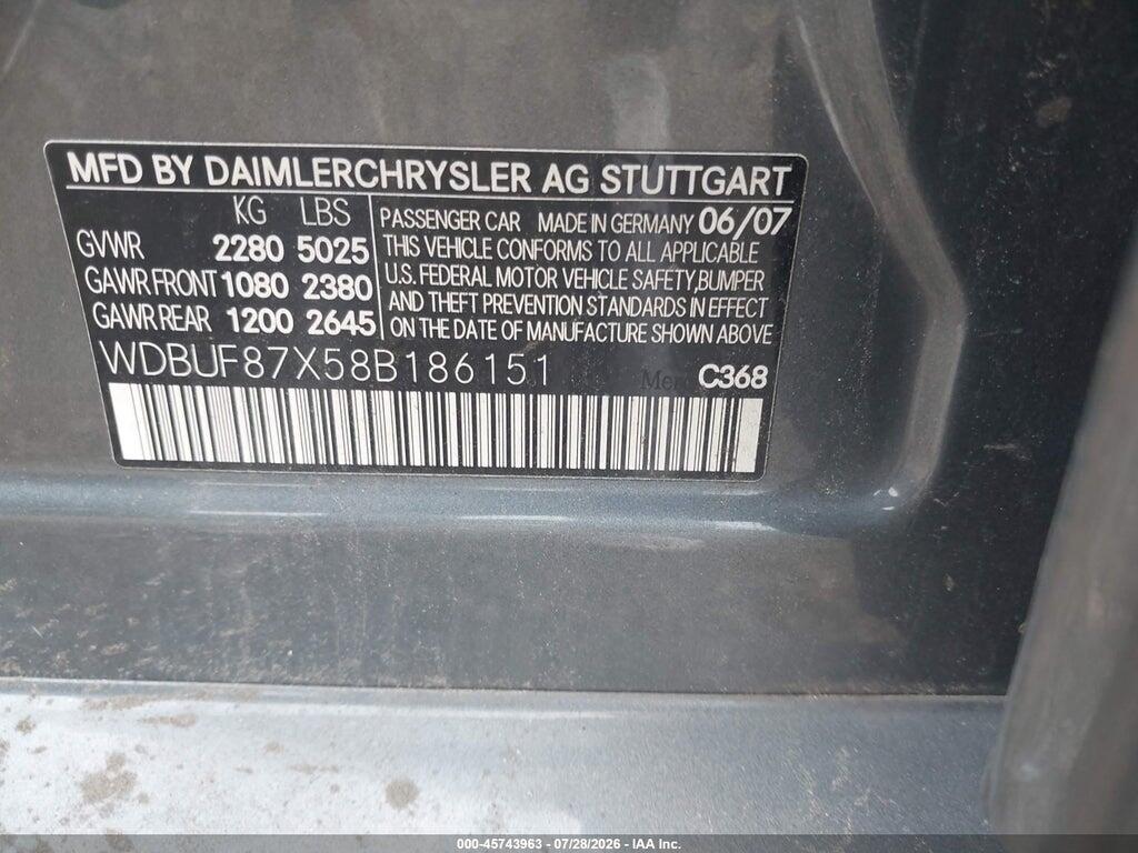 WDBUF87X58B186151 2008 MERCEDES-BENZ E 350 photo no. 9