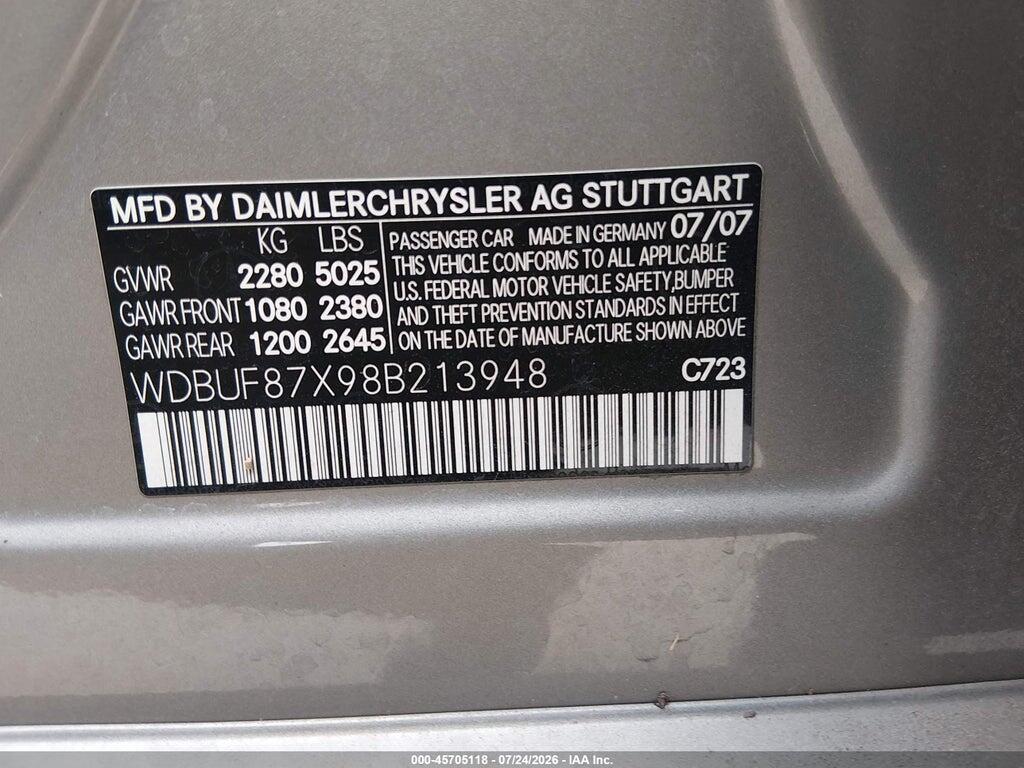 WDBUF87X98B213948 2008 MERCEDES-BENZ E 350 photo no. 8