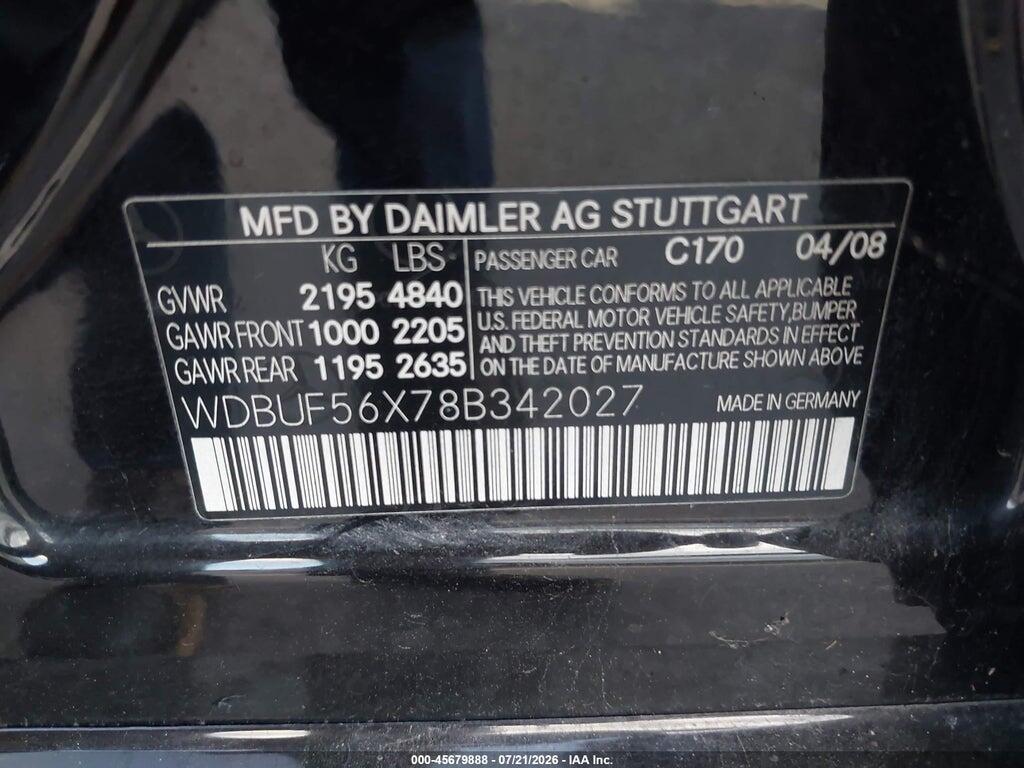 WDBUF56X78B342027 2008 MERCEDES-BENZ E 350 photo no. 9