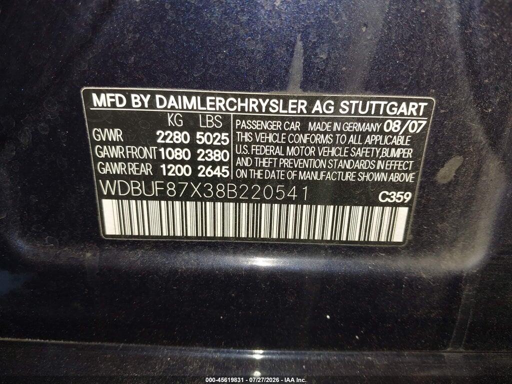 WDBUF87X38B220541 2008 MERCEDES-BENZ E 350 photo no. 9
