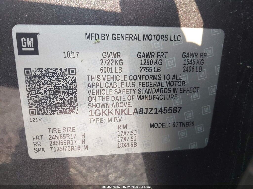1GKKNKLA8JZ145587 2018 GMC ACADIA photo no. 9