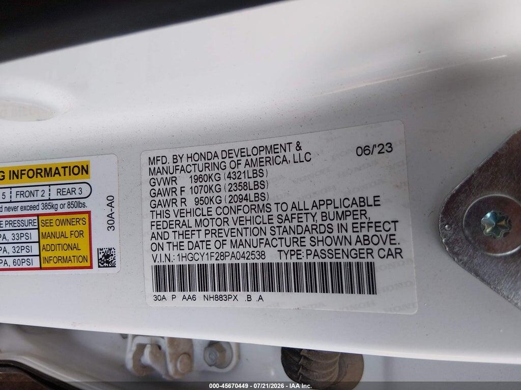 1HGCY1F28PA042538 2023 HONDA ACCORD photo no. 9