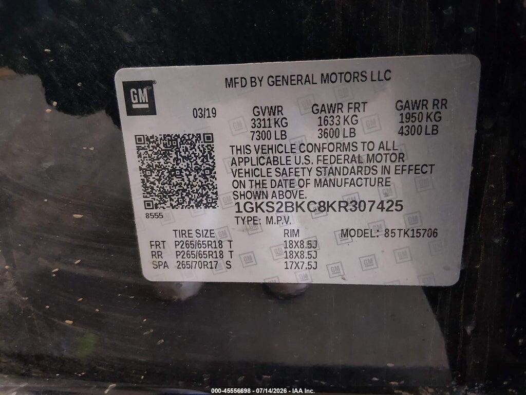 1GKS2BKC8KR307425 2019 GMC YUKON photo no. 9