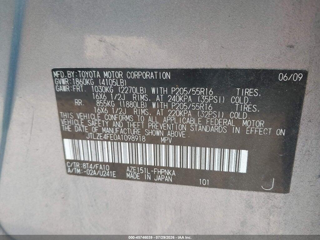 JTLZE4FE0A1098918 2010 SCION XB photo no. 9
