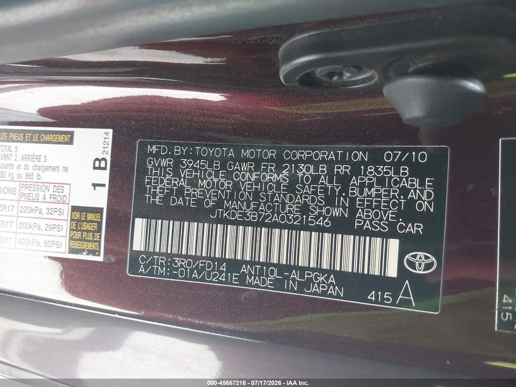JTKDE3B72A0321546 2010 SCION TC photo no. 9