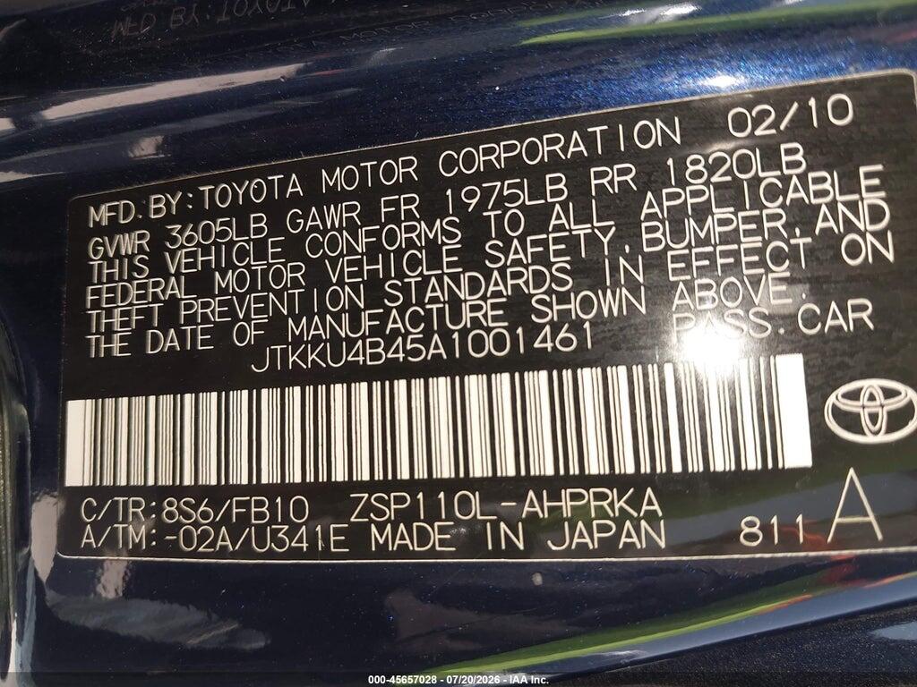 JTKKU4B45A1001461 2010 SCION XD photo no. 9