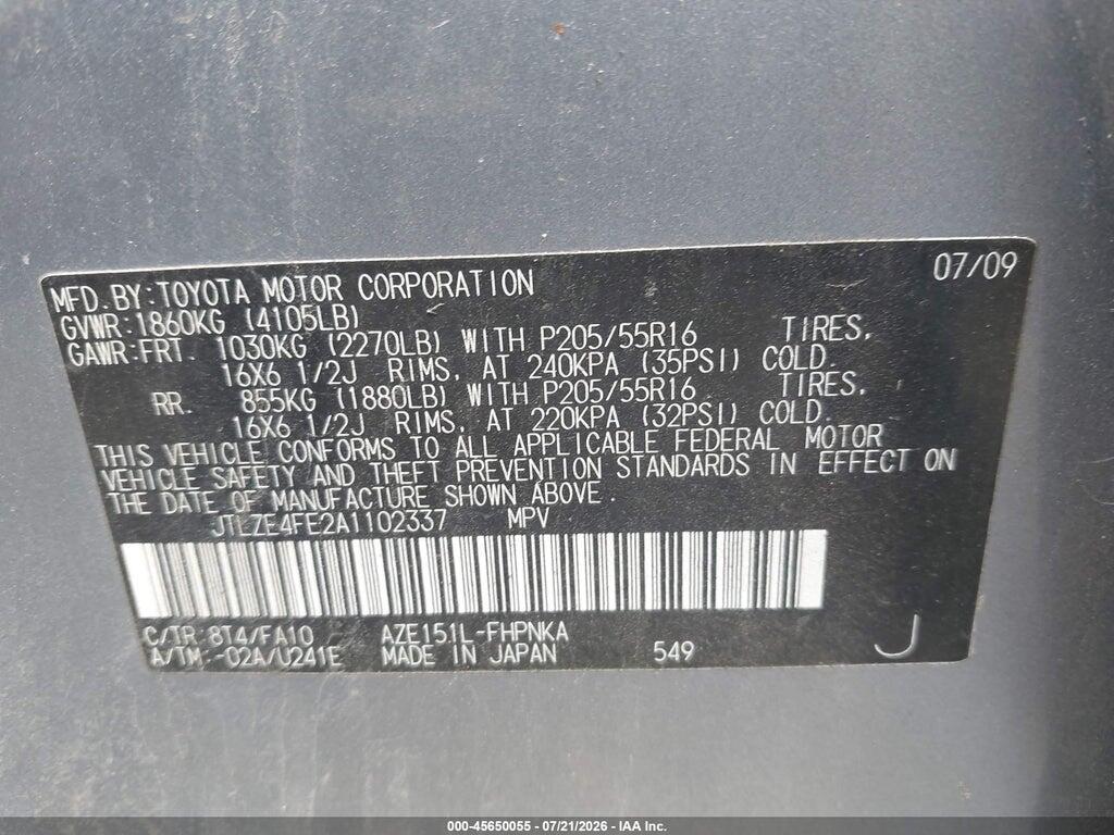JTLZE4FE2A1102337 2010 SCION XB photo no. 9