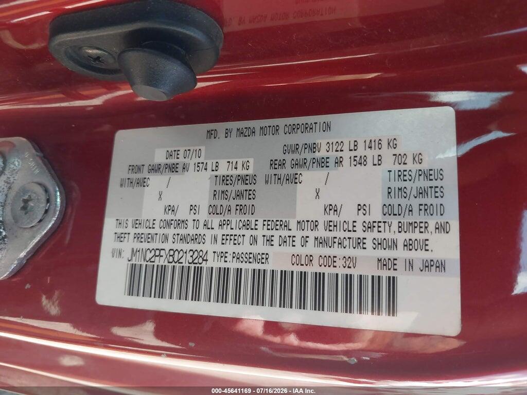 JM1NC2PFXB0213284 2011 MAZDA MX-5 MIATA photo no. 9