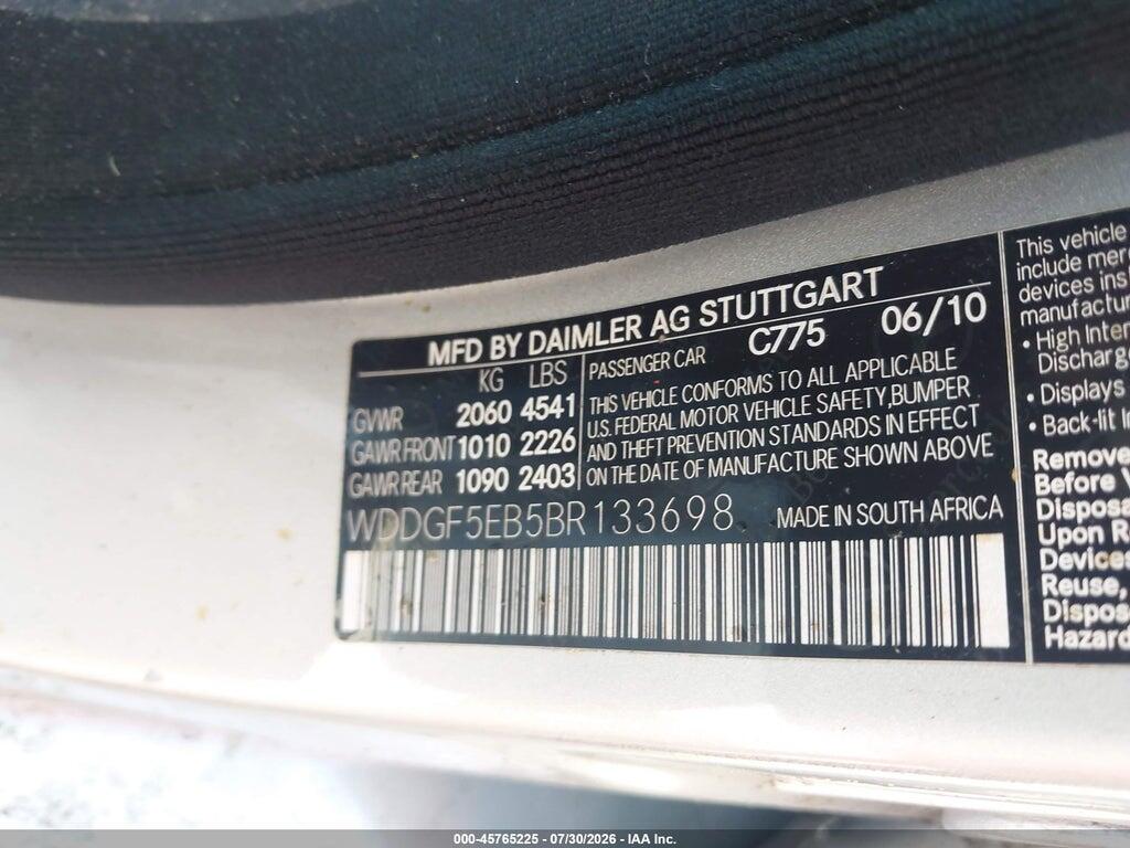 WDDGF5EB5BR133698 2011 MERCEDES-BENZ C 300 photo no. 9
