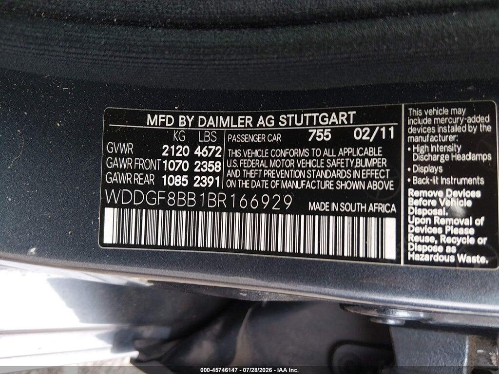 WDDGF8BB1BR166929 2011 MERCEDES-BENZ C 300 photo no. 9