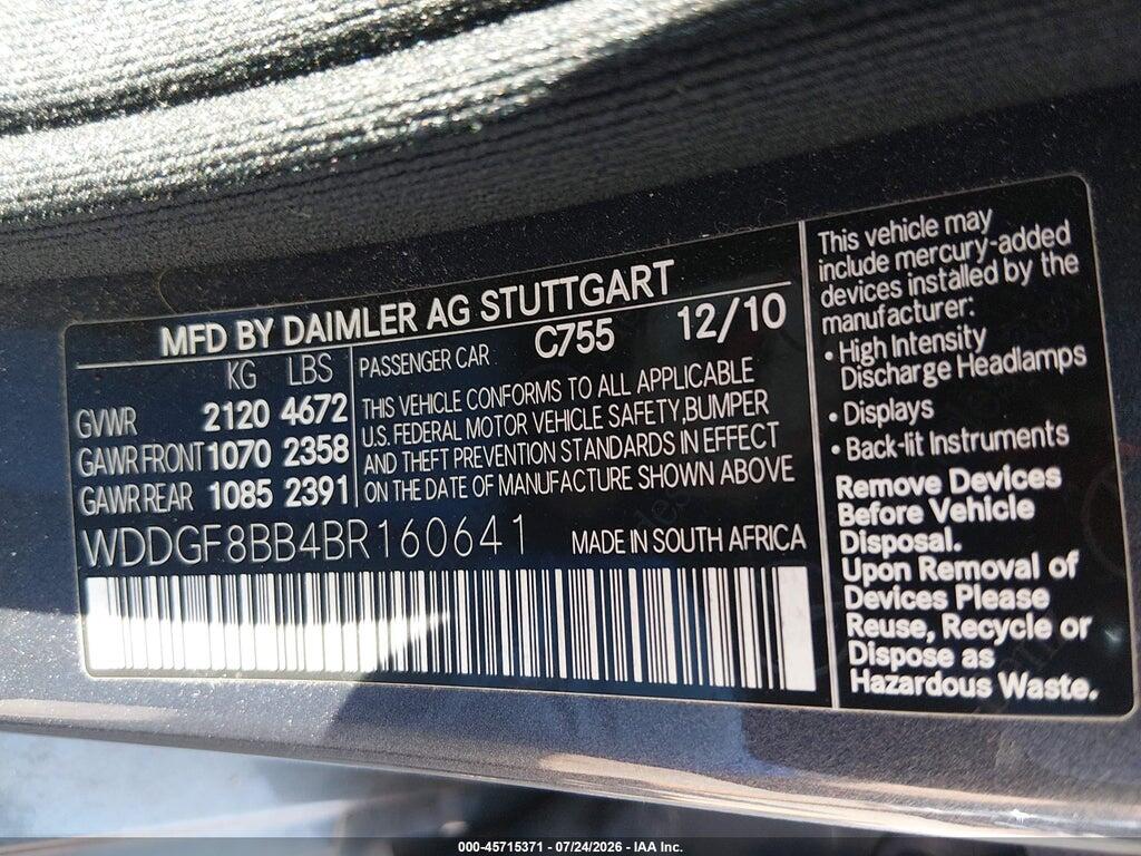 WDDGF8BB4BR160641 2011 MERCEDES-BENZ C 300 photo no. 9